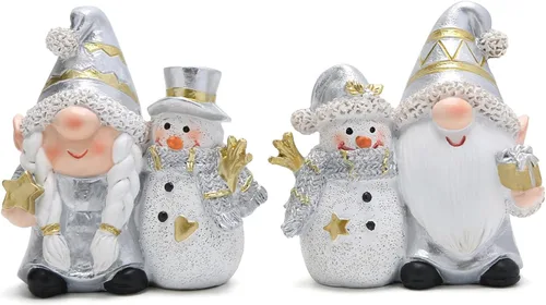 Miniatura 7 de Hodao Dúo de muñeco de nieve de gnomo navideño: duplica la alegría para tu decoración navideña (rojo)