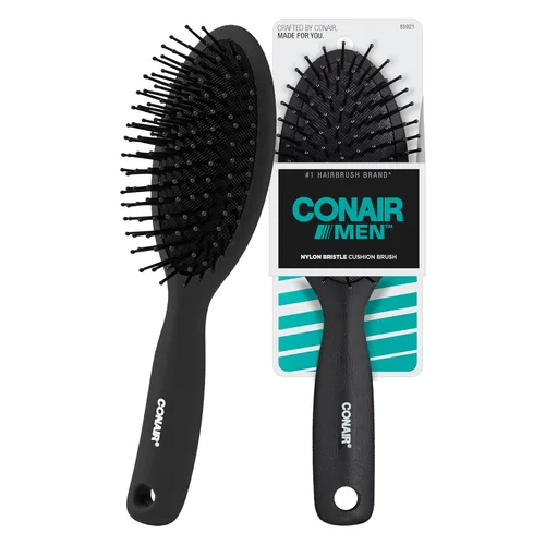 CONAIR Cepillo de pelo para hombre, cepillo desenredante para hombre para cepillado diario y todo tipo de cabello, base de cojín flexible con cerdas