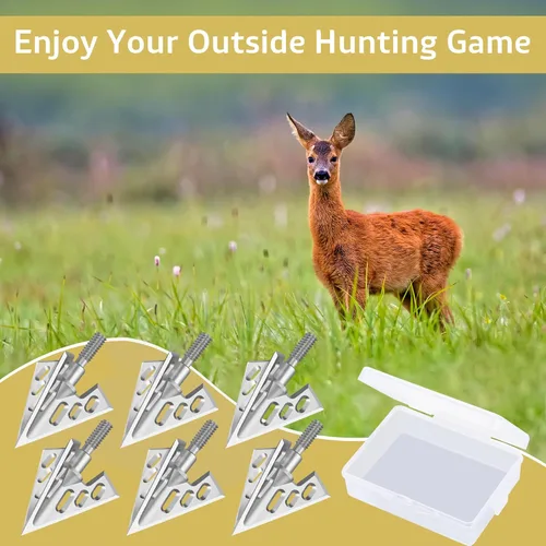Miniatura 5 de Hunting Broadheads with 3 Fixed Blade 100 Grain Screw-in Archery Broadheads Compatible with Crossbows,Recurve and Compound Bows