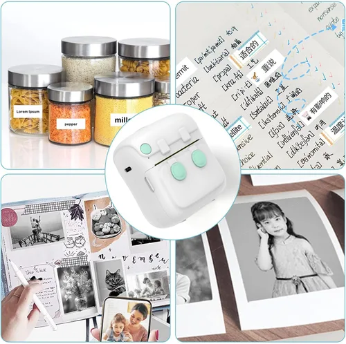 Miniatura 5 de Mini impresora, impresora portátil Bluetooth sin tinta con papel adhesivo y bolígrafo de color, fabricante de calcomanías térmicas para bricolaje