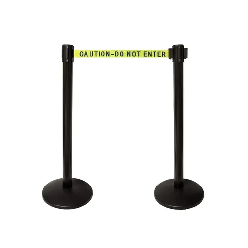 Miniatura 11 de Juego combinado de barrera de puntal de seguridad de cola de cinturón retráctil HT de 40 pulgadas (2 postes de cinturón negro)