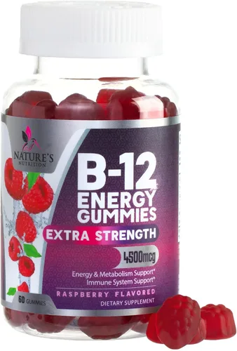 Miniatura 10 de Gomitas energéticas B12 – 4500 mcg de vitamina B12 por porción – Suplemento B12 masticable extra fuerte para energía, metabolismo y apoyo