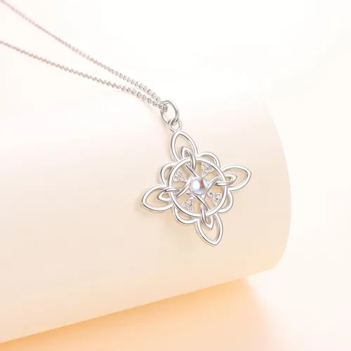 Miniatura 64 de FLYOW Collar con colgante de nudo celta de plata de ley 925 de buena suerte irlandés para mujer, regalo de cumpleaños y graduación
