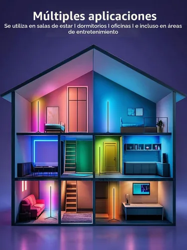 Miniatura 8 de Tyute Lámpara de pie de esquina, lámpara de esquina LED RGB con sincronización de música, aplicación inteligente y control remoto, luz de ambiente