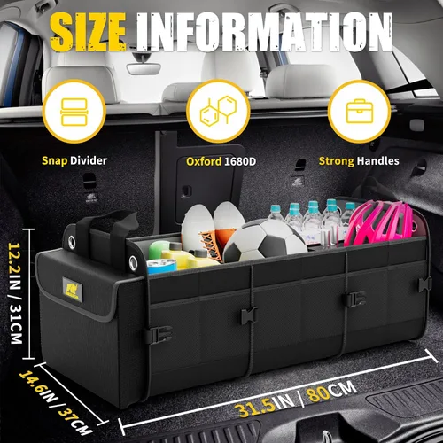 Miniatura 2 de MIKKUPPA Organizador de maletero de automóvil con enfriador - Organizador grande de 100L para automóvil, almacenamiento plegable de maletero
