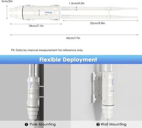 Miniatura 8 de Punto de acceso para exteriores, enrutador/extensor WiFi de largo alcance WAVLINK AC600, IP67 resistente a la intemperie, doble banda 5G+2.4G, PoE