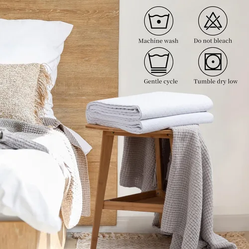 Miniatura 6 de HollyHOME - Colcha de cama acolchada pinsonic con diseño de cuadros súper suave, para cama individual, Blanca, tamaño Twin