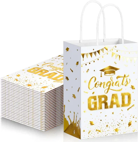 Miniatura 12 de TaoBary 24 bolsas de regalo de graduación de arcoíris negro 2026, bolsas de felicitaciones de graduación, recuerdos de fiesta con asas, regalos