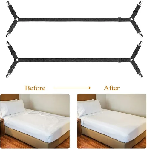 Miniatura 6 de ZHOUBIN Clips de tirantes para sábanas, correas de cama para cama individual, matrimonial, Queen, King – Mantiene las sábanas en su lugar
