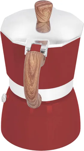 Miniatura 8 de Moka Pot - Cafetera de café expreso de aluminio de 5.1 fl oz, cafetera moka octogonal para oficina en casa (rojo)