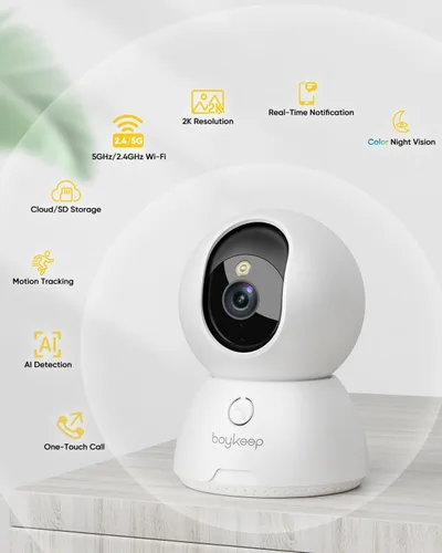 Miniatura 2 de BoyKeep Cámara para interiores, cámaras 2K para seguridad en el hogar con detección de movimiento, cámara para mascotas interiores con aplicación