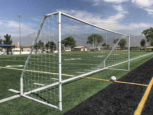 PASS Premier 18.5 x 6.5 pies. Portería de fútbol oficial de acero reglamentaria juvenil. Marco de acero de 2 pulgadas de diámetro con red duradera