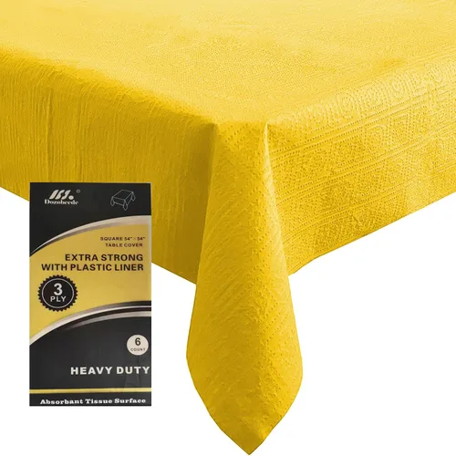 Miniatura 26 de [Paquete de 6] Manteles Cuadrados Negros de 54x54 Pulgadas, Mantel de Mesa de Papel Desechable para Mesas Cuadradas y Redondas, Cubierta de Mesa