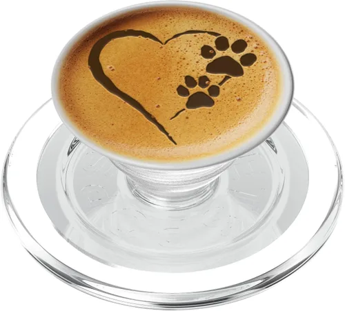 Miniatura 8 de Paw Print Dog Paw Cute Dog Coffee Design Heart Latte PopSockets PopGrip: agarre intercambiable para teléfonos y tabletas