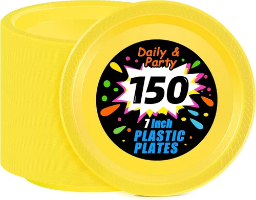 Miniatura 22 de WELLIFE Platos de postre negros de 7 pulgadas, 150 unidades, platos de postre de plástico desechables para fiestas, pasteles, aperitivos, ensaladas