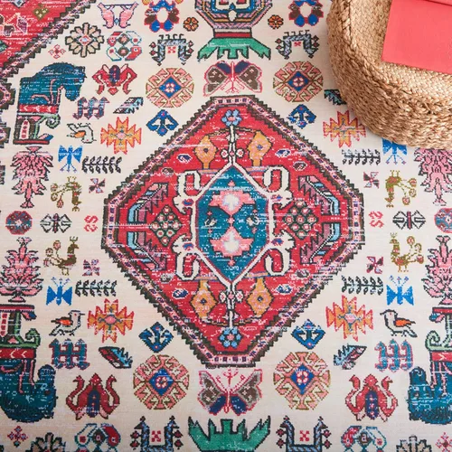 Miniatura 8 de SAFAVIEH Tucson Collection - Alfombra lavable de 2 pies 6 pulgadas x 8 pies, beige y gris, antideslizante, ideal para zonas de alto tráfico en sala