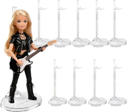 Miniatura 8 de 10 soportes acrílicos para muñecas, soportes de exhibición de muñecas con clip ajustable para la cintura, soporte para muñecas de 11 a 13 pulgadas