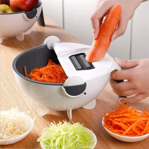 AAYAN Cortador de verduras multifunción 11 en 1 con cesta de drenaje, cortador de verduras de gran capacidad, triturador de verduras, rallador