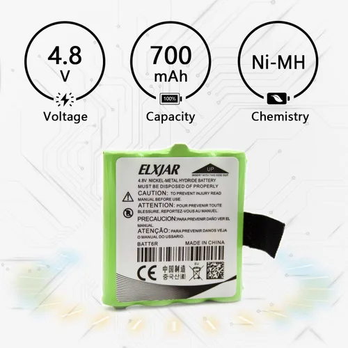Miniatura 3 de Paquete de 5 baterías de repuesto AAA Ni-MH de 4.8 V 700 mAh para Midland BATT6R - Compatible con LXT500VP3, LXT560VP3, LXT380VP3, LXT490VP3