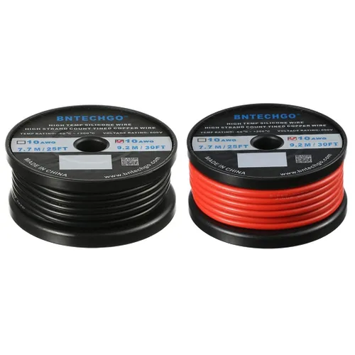 Miniatura 18 de BNTECHGO Carrete de alambre de silicona calibre 10 de 25 pies, alambre de cobre estañado trenzado de 10 AWG, color azul flexible