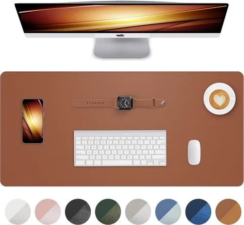 Miniatura 18 de Tapete protector para escritorio y mouse, antideslizante, de piel sintética, tapete impermeable de escritura para laptop, para oficina y hogar