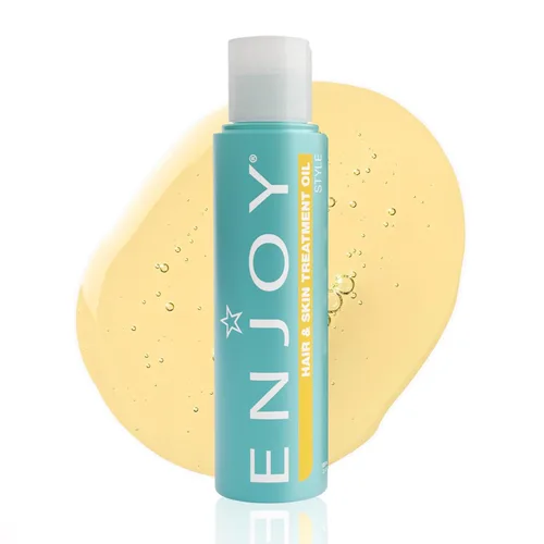 Enjoy Aceite de tratamiento para el cabello y la piel, mezcla de aceite de argán y linaza de absorción rápida, hidratación ligera y tiempo de secado