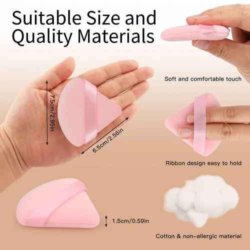 Miniatura 7 de 2 piezas EVAOUXIU esponjas triangulares para polvo facial, esponjas suaves y mullidas para fijar el polvo, esponjas cosméticas de terciopelo para 2