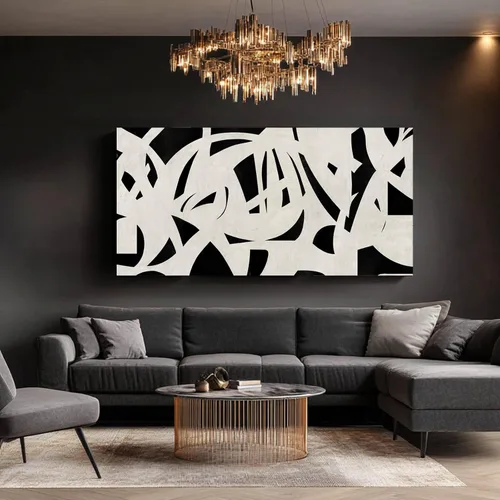 Miniatura 6 de Arte de pared geométrico de mediados de siglo, decoración moderna en blanco y negro, cuadros para paredes, lienzo fotográfico para sala de estar
