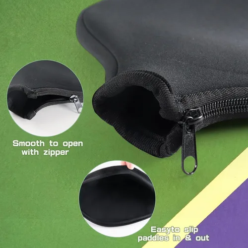 Miniatura 5 de 2 PCS Pickleball Paddle Covers, Durable Neoprene Universal 8.26 x 11.8Inch Zippered Racket Sleeve Storage Bag, Fits USAPA Standard Pickleball Negro