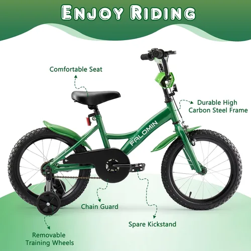 Miniatura 3 de 14/16/18 Inch Children’s Bike for Toddlers Kids Ages 3-9, Safe Non-Slip Tires, Removable Training Wheels, Coaster Brake, Easy Assembly, Perfect for
