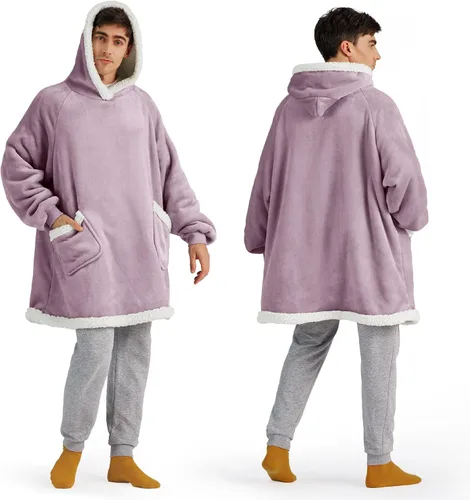 Miniatura 15 de Bedsure Manta con Capucha, Manta Portátil con Capucha como Regalos para Mamá, Regalos de Cumpleaños para Mujeres, Niños y Adolescentes, Sudadera