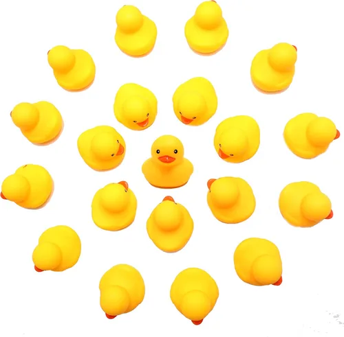 Miniatura 8 de 50 piezas de mini patos flotantes y chirriantes, juguetes para aliviar el estrés, bolas de estrés para adultos, mini patos de goma redondos
