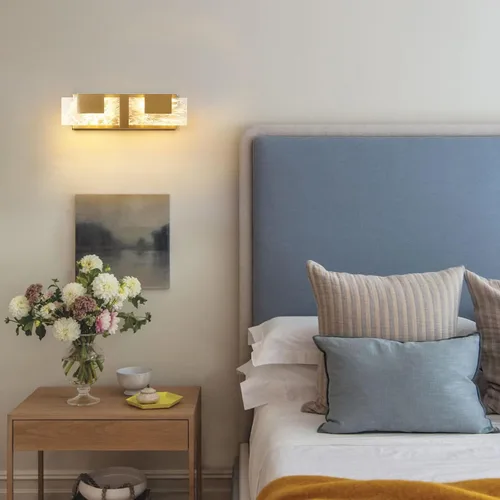 Miniatura 8 de Luz LED para Tocador de Baño: Accesorios de Iluminación Modernos de Acrílico en Dorado Cepillado de 16 pulgadas - 2 Luces Contemporáneas de Acabado