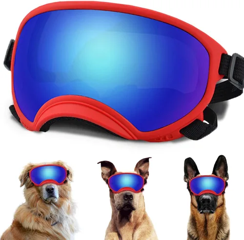Miniatura 28 de Gafas de sol grandes para perros con correa ajustable, protección UV, a prueba de victorias, adecuadas para perros medianos y medianos