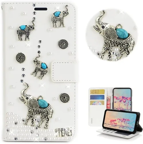 Miniatura 37 de Bling - Funda tipo cartera para teléfono compatible con Samsung Galaxy Z Fold 3 5G, elegante, hecha a mano en 3D con cristales y mariposas
