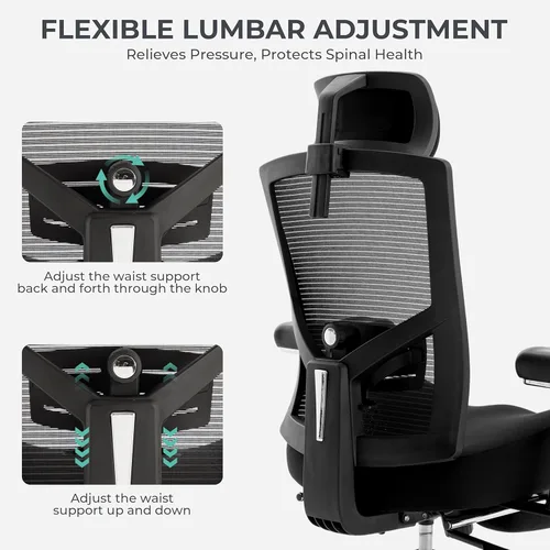 Miniatura 3 de Big and Tall Office Chair 700lbs with Ergonomic W Wide Thick Seat Cushion, Oversized Mesh Desk Chair with Adjustable Lumbar for Heavy People