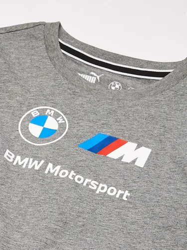 Miniatura 3 de PUMA Niños Niños BMW MMS Essentials Logo Crew Cuello Camiseta Atlética Manga Atlética Tops Casual - Gris - Talla M, Gris