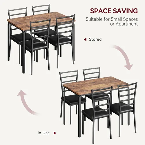 Miniatura 9 de Juego de mesa de comedor para 4, mesa de cocina y sillas para 4, juego de mesa de comedor de cocina de 5 piezas, mesa de comedor rectangular moderna