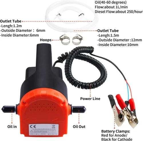 Miniatura 2 de PLUMIA 12V 100W Bomba Extractora de Cambio de Aceite, Bomba de Extracción de Aceite/Diésel Mejorada de Succión de Recuperación y Transferencia