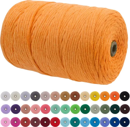 Miniatura 144 de JeogYong Cordón de macramé de un solo hilo 2mm x 164 yardas (492 pies) Cuerda de algodón suave, hilo de macramé 2 mm, suministros de macramé