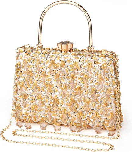 Miniatura 10 de UBORSE Bolsos de noche con lentejuelas brillantes y diamantes de imitación para mujer, estilo vintage, con cuentas de cristal, para cóctel, fiesta