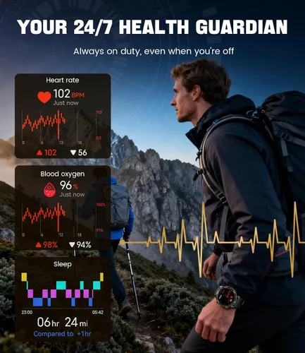 Miniatura 7 de Smart Watches for Men Luxury for Android iPhone/50 Day Battery,Fitness Watch with Heart Rate/Blood Pressure/Sleep Monitor,Men's Smartwatch Amoled