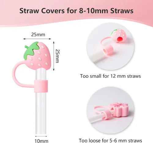 Miniatura 2 de BULKITEM 6 tapas con pajita rosa para vaso Stanley Cup 40 de 30 onzas, tapa de pajita reutilizable de 10 mm, accesorios bonitos para la parte Corte