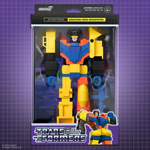 Miniatura 7 de Super7 Transformers Wrecking Crew Devastator - Figura de acción de Transformers de 3.75 pulgadas con accesorio, coleccionables clásicos de dibujos