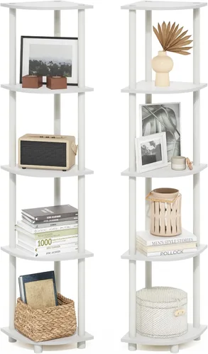 Miniatura 120 de Furinno Turn-N-Tube - Estantería de exhibición multiuso, de 4 niveles, con tubos clásicos, color nogal de Columbia y negro Columbia Nogal/Negro