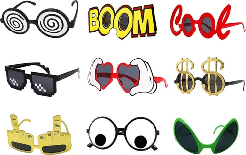 ZAKVOOR 10 pares de gafas de sol de verano divertidas para eventos y fotos, accesorios para cabina de fotos