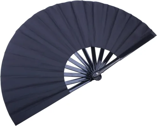 Miniatura 3 de Ventilador plegable de 11.8 pulgadas, negro, pequeño, ventilador de mano chino Kung Fu Tai Chi para hombres, mujeres/niños con una funda de tela