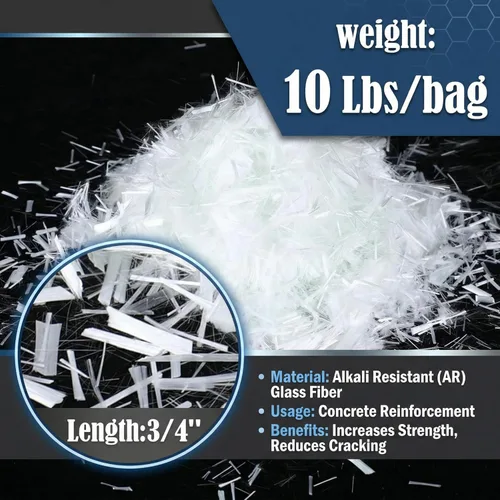 Miniatura 2 de Marsui Fibra de vidrio de 10 lb 3/4 '' (0.748 in) para mezcla de mortero de cemento de hormigón, refuerzo anti filtraciones antigrietas fibras