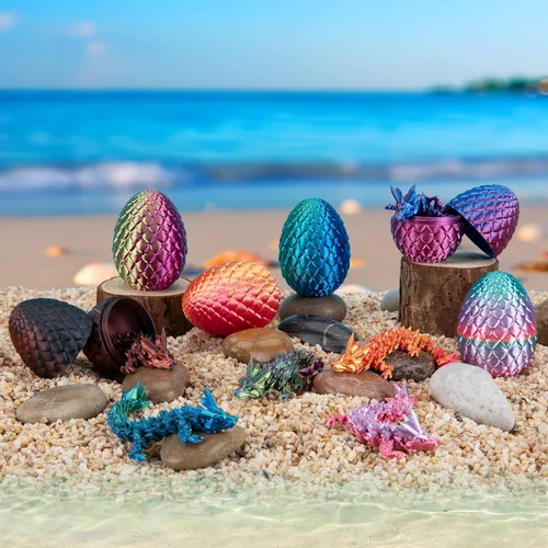 Miniatura 5 de Dxldfks Dragón impreso en 3D con huevo, pequeños huevos de dragón de cristal articulados para cestas de Pascua, decoración del hogar y la oficina
