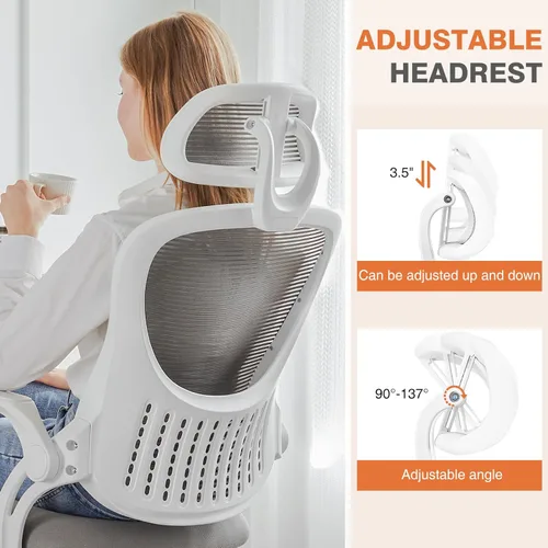 Miniatura 6 de Sweetcrispy Silla de Oficina para Hogar, Silla de Escritorio Ergonómica de Malla con Respaldo Alto, Sillas de Computadora Giratorias con Ruedas